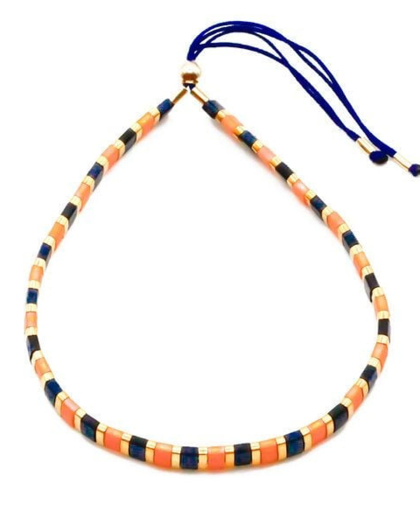 juni Armband "Royal Peach" - breites Perlenarmband in nachtblau und apricot – Ansicht 4