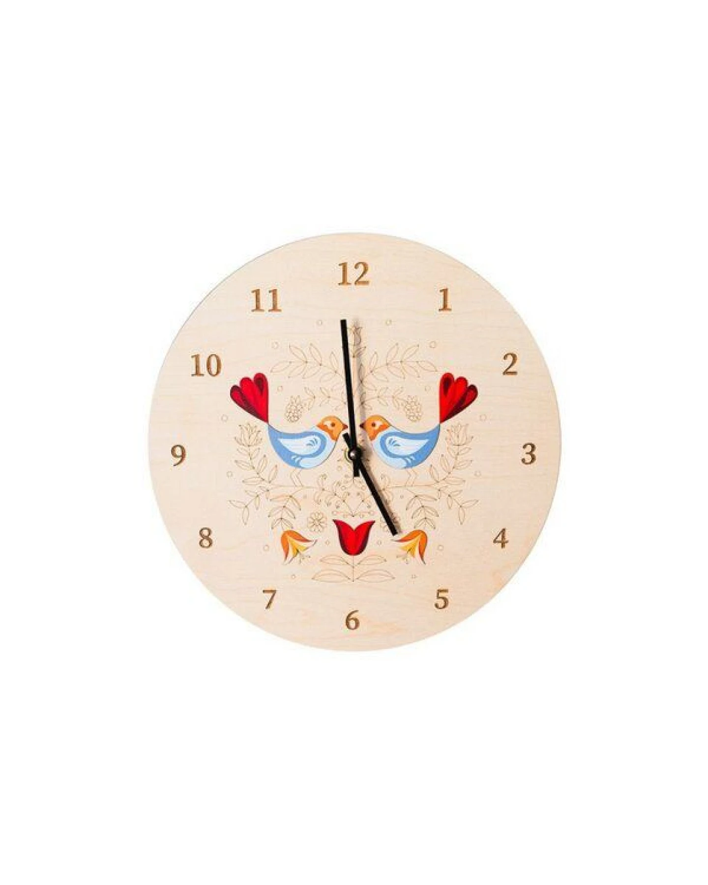 BeWooden Holzwanduhr Volksvogel – handgefertigte Holz-Wanduhr mit Vogelmotiv – Ansicht 2