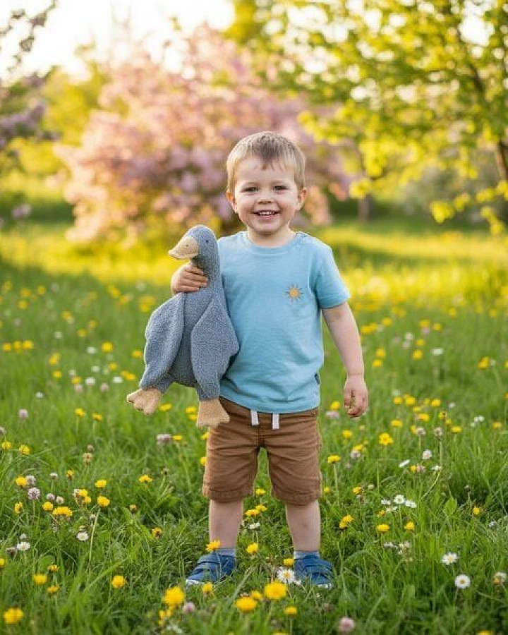 Efie Bio-Kuscheltier Gans groß grau – Bio Baumwolle (KBA), recycelte Füllung, waschbar & Allergiker geeignet – nachhaltig & handgefertigt – Made in Germany