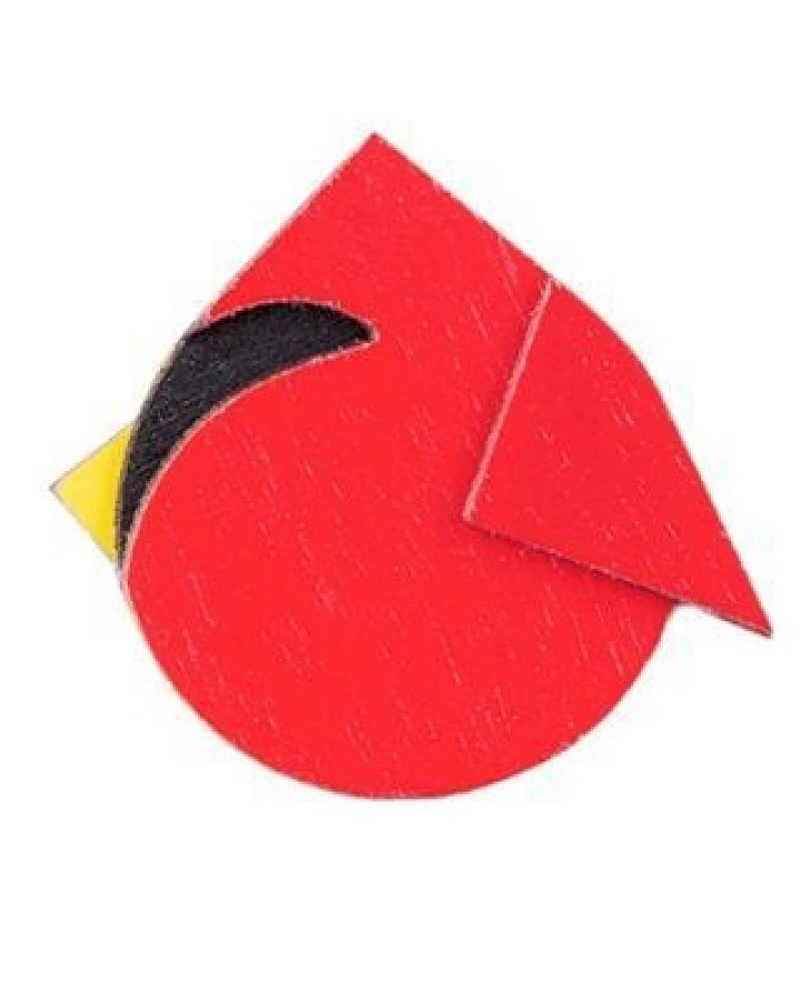 BeWooden Holzbrosche Red Cutebird – handgefertigte Holzbrosche mit Vogelmotiv