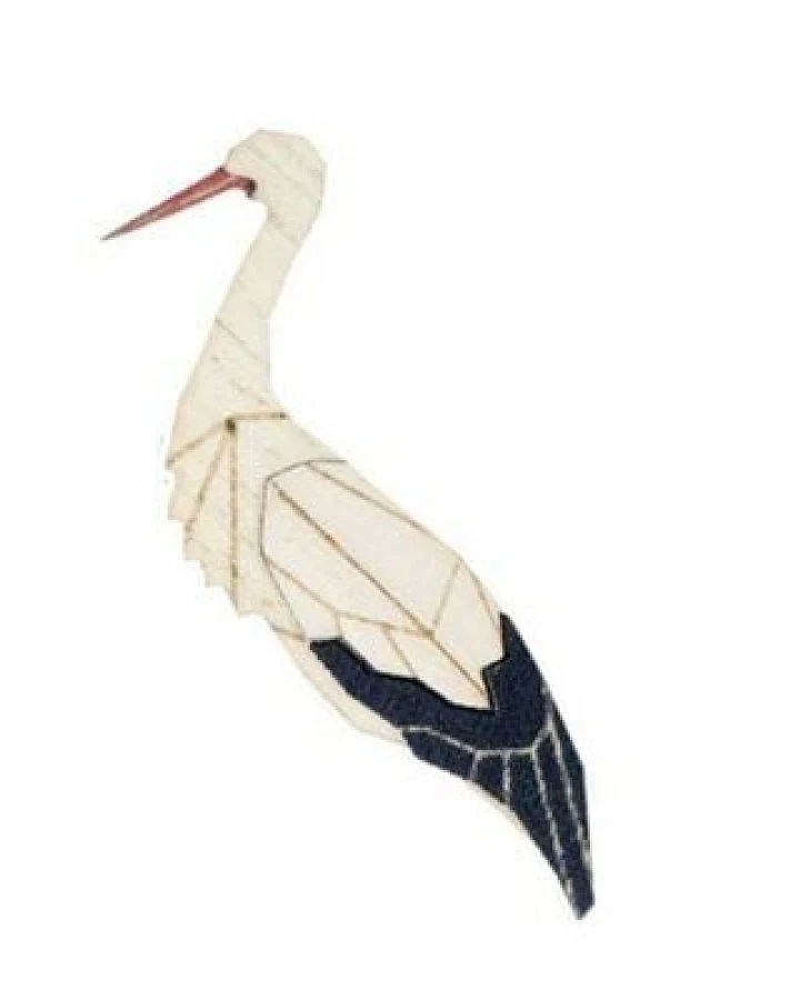 BeWooden Holzbrosche Stork Brooch – handgefertigte Holz-Brosche mit Storchmotiv