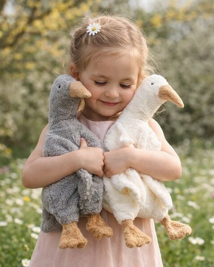 Efie 2er Set Bio-Kuscheltier Gänse groß, weiß + grau – Bio Baumwolle (KBA), recycelte Füllung, waschbar & Allergiker geeignet – nachhaltig & handgefertigt – Made in Germany