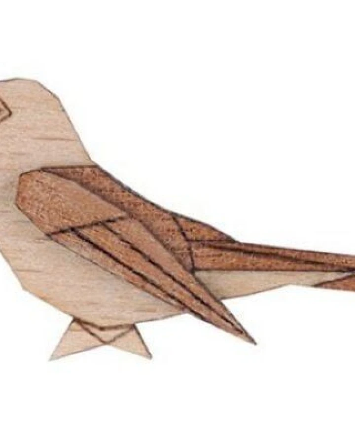 BeWooden Holzbrosche Nightingale Brooch – handgefertigte Holz-Brosche mit Nachtigallenmotiv