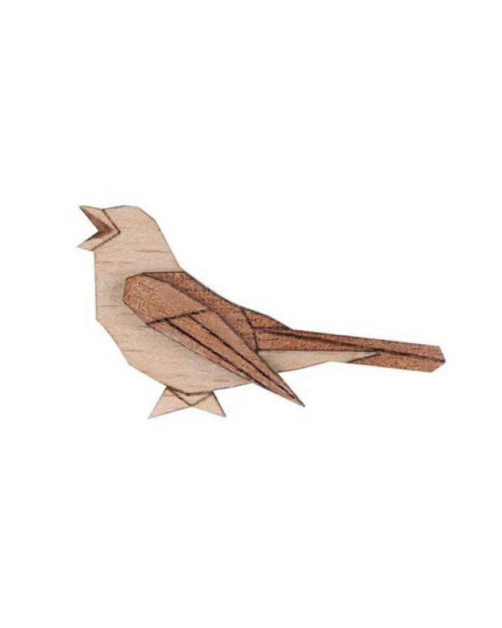 BeWooden Holzbrosche Nightingale Brooch – handgefertigte Holz-Brosche mit Nachtigallenmotiv