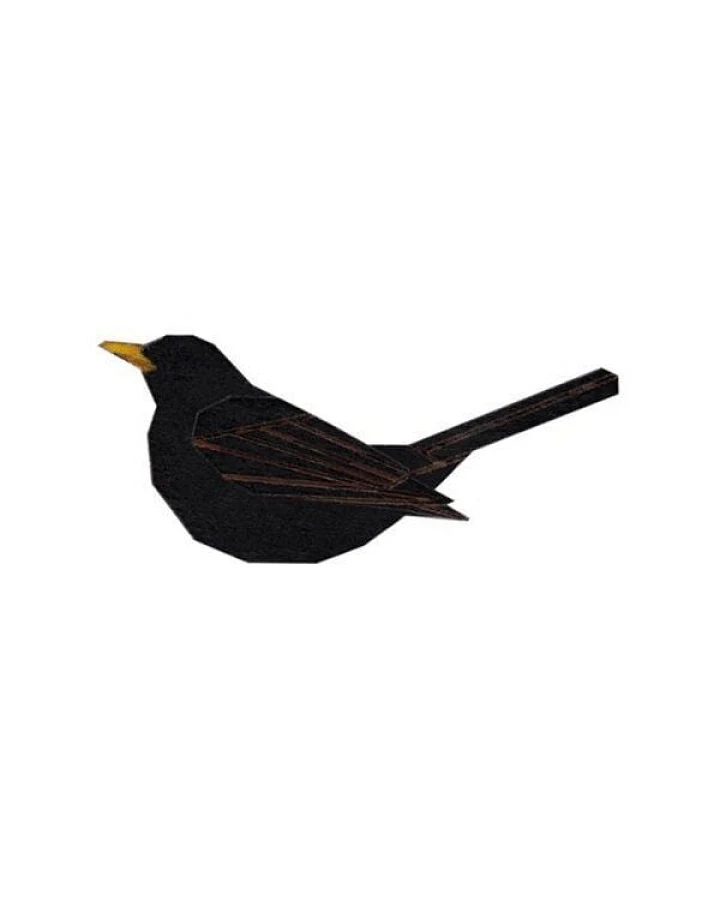 BeWooden Holzbrosche Blackbird – handgefertigte Holz-Brosche mit Vogelmotiv“