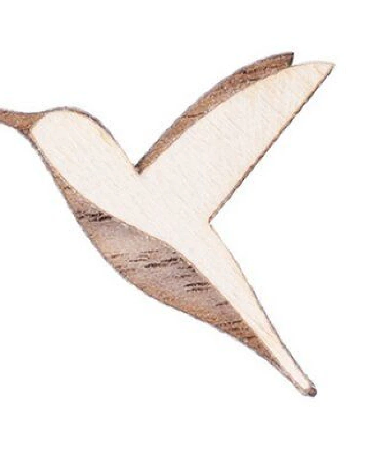 BeWooden Holzbrosche Natural Hummingbird – handgefertigte Holz-Brosche mit Kolibri-Motiv