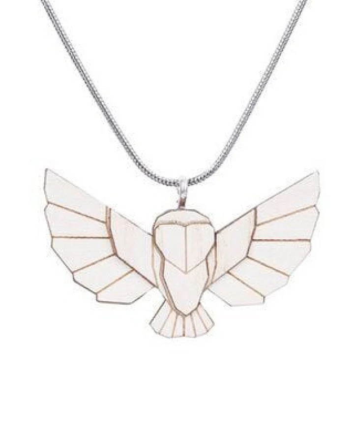 BeWooden Holzanhänger Snowy Owl Pendant – handgefertigtes Halskettenschmuckstück mit Eulenmotiv