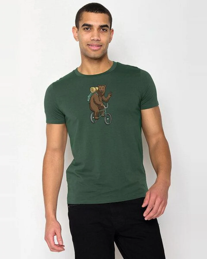 GREENBOMB Animal Bear Bike Guide - Sportliches T-Shirt aus Bio-Baumwolle / hochwertiger Print / GOTS / Fair & Vegan