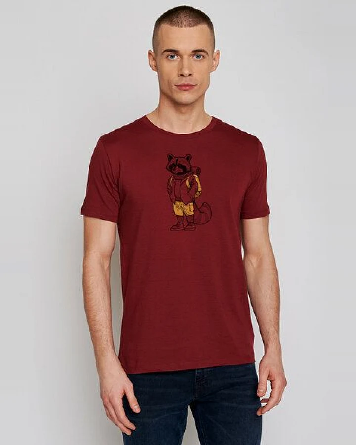 GREENBOMB Animal Raccoon Hike Guide - Sportliches T-Shirt aus Bio-Baumwolle / hochwertiger Print / GOTS / Fair & Vegan