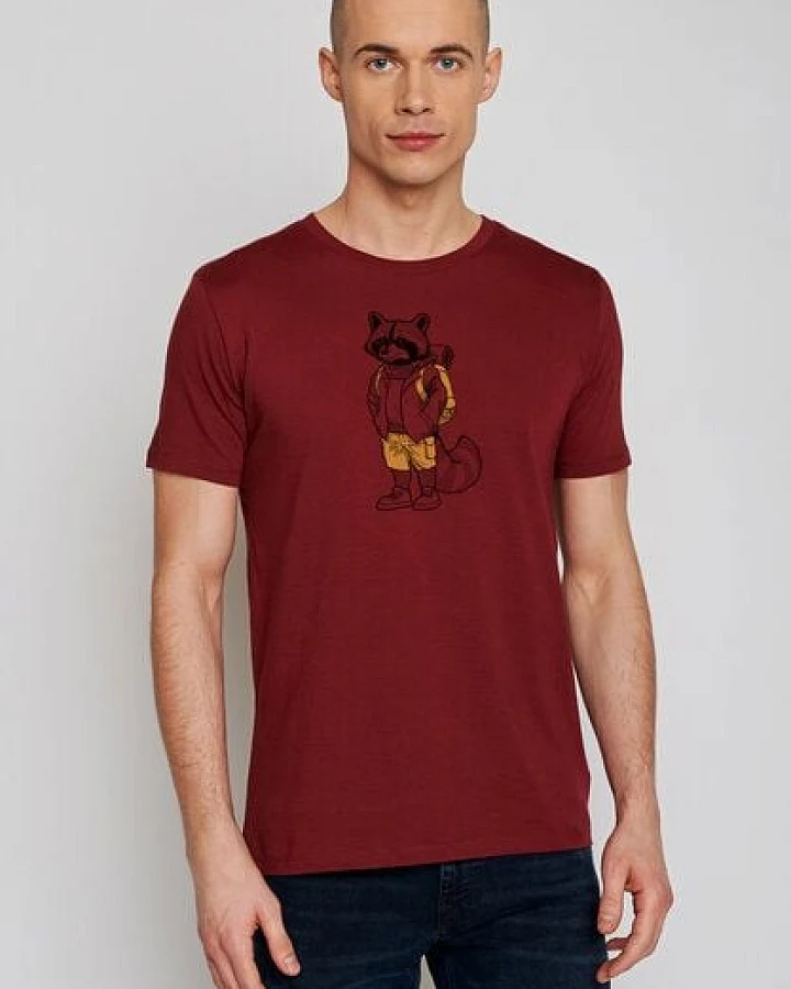 GREENBOMB Animal Raccoon Hike Guide - Sportliches T-Shirt aus Bio-Baumwolle / hochwertiger Print / GOTS / Fair & Vegan