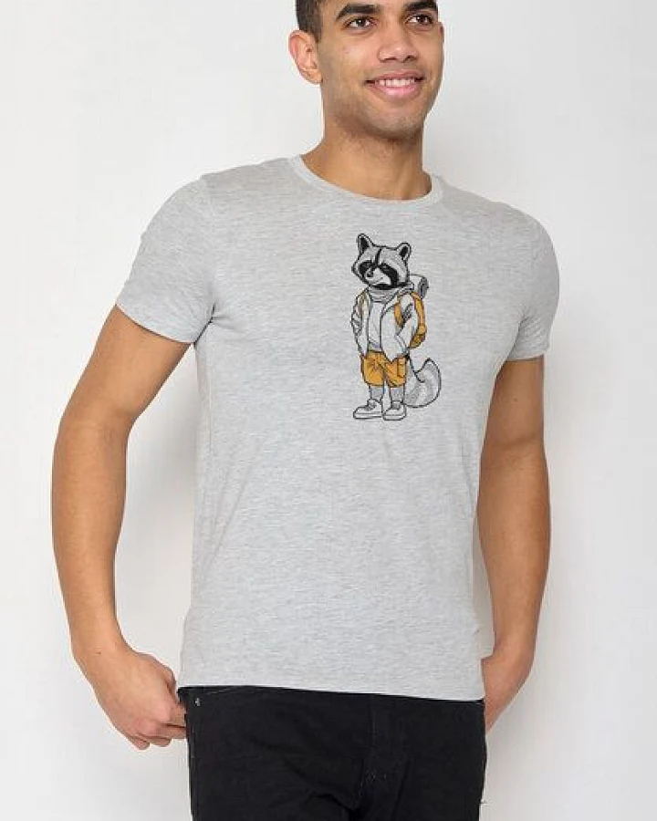 GREENBOMB Animal Raccoon Hike Guide - Sportliches T-Shirt aus Bio-Baumwolle / hochwertiger Print / GOTS / Fair & Vegan