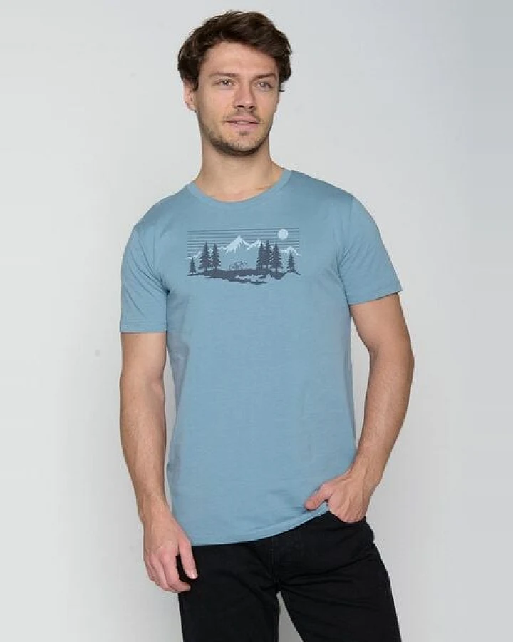 GREENBOMB Bike Mountain Pines Guide - Sportliches T-Shirt aus Bio-Baumwolle / hochwertiger Print / GOTS / Fair & Vegan