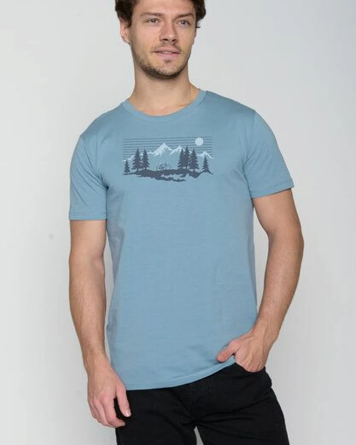 GREENBOMB Bike Mountain Pines Guide - Sportliches T-Shirt aus Bio-Baumwolle / hochwertiger Print / GOTS / Fair & Vegan