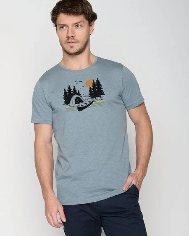 GREENBOMB Nature Canoe Tent Spice - Lässiges T-Shirt aus Bio-Baumwolle / hochwertiger Print / GOTS / Fair & Vegan