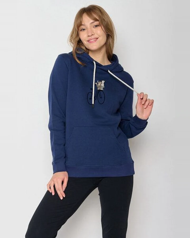 GREENBOMB Bike Cats Basket Chipper - Gemütlicher Hoodie aus Bio-Baumwolle / hochwertiger Print / GOTS / Fair & Vegan
