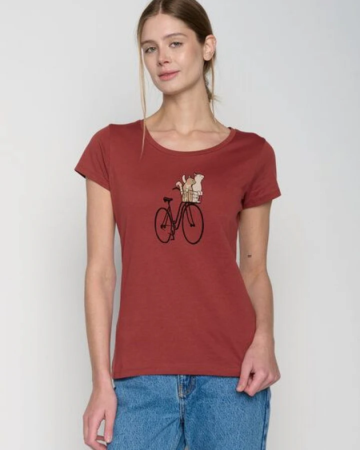 GREENBOMB Bike Cats Basket Loves - Lässiges T-Shirt aus Bio-Baumwolle / hochwertiger Print / GOTS / Fair & Vegan