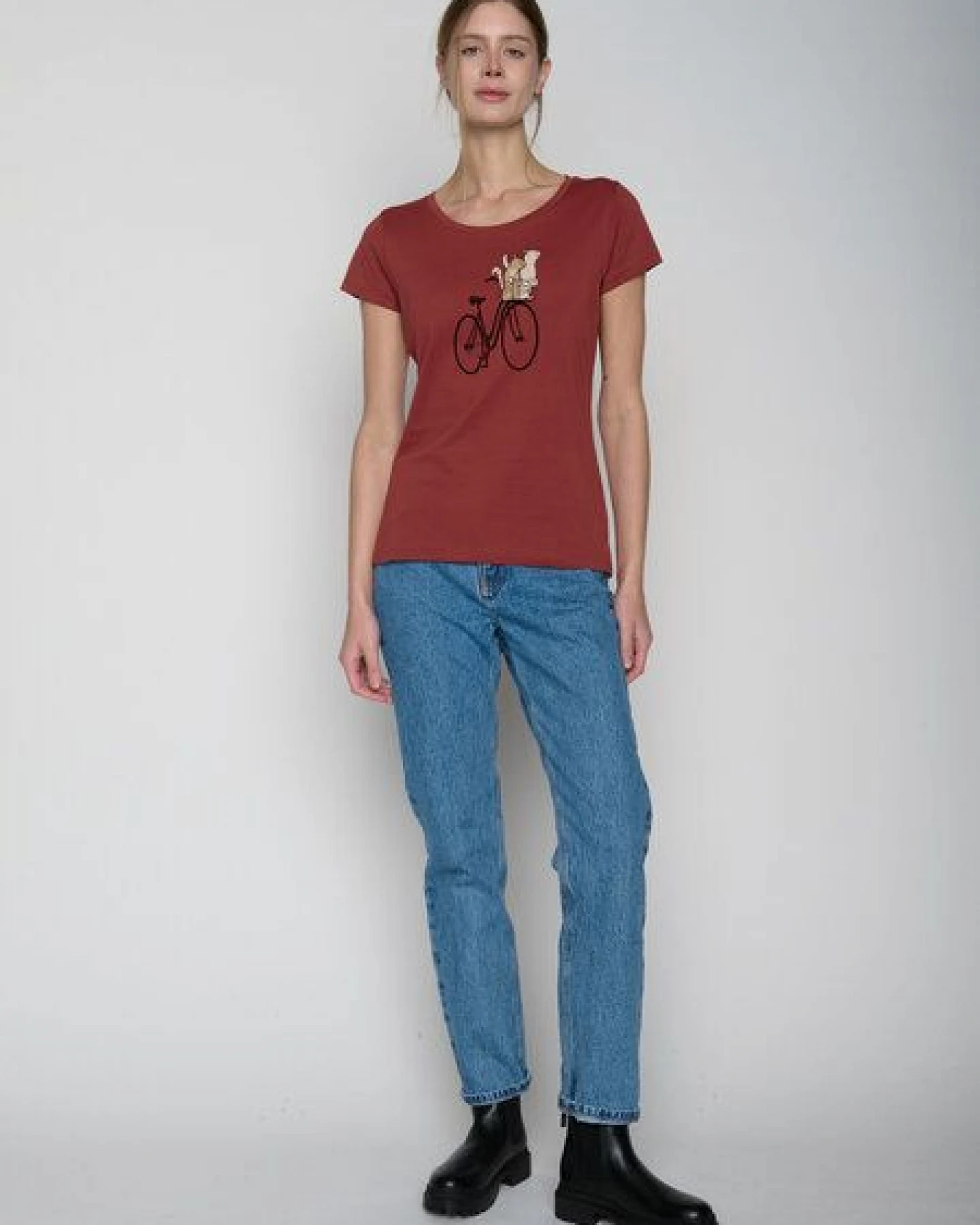 GREENBOMB Bike Cats Basket Loves - Lässiges T-Shirt aus Bio-Baumwolle / hochwertiger Print / GOTS / Fair & Vegan – Ansicht 3