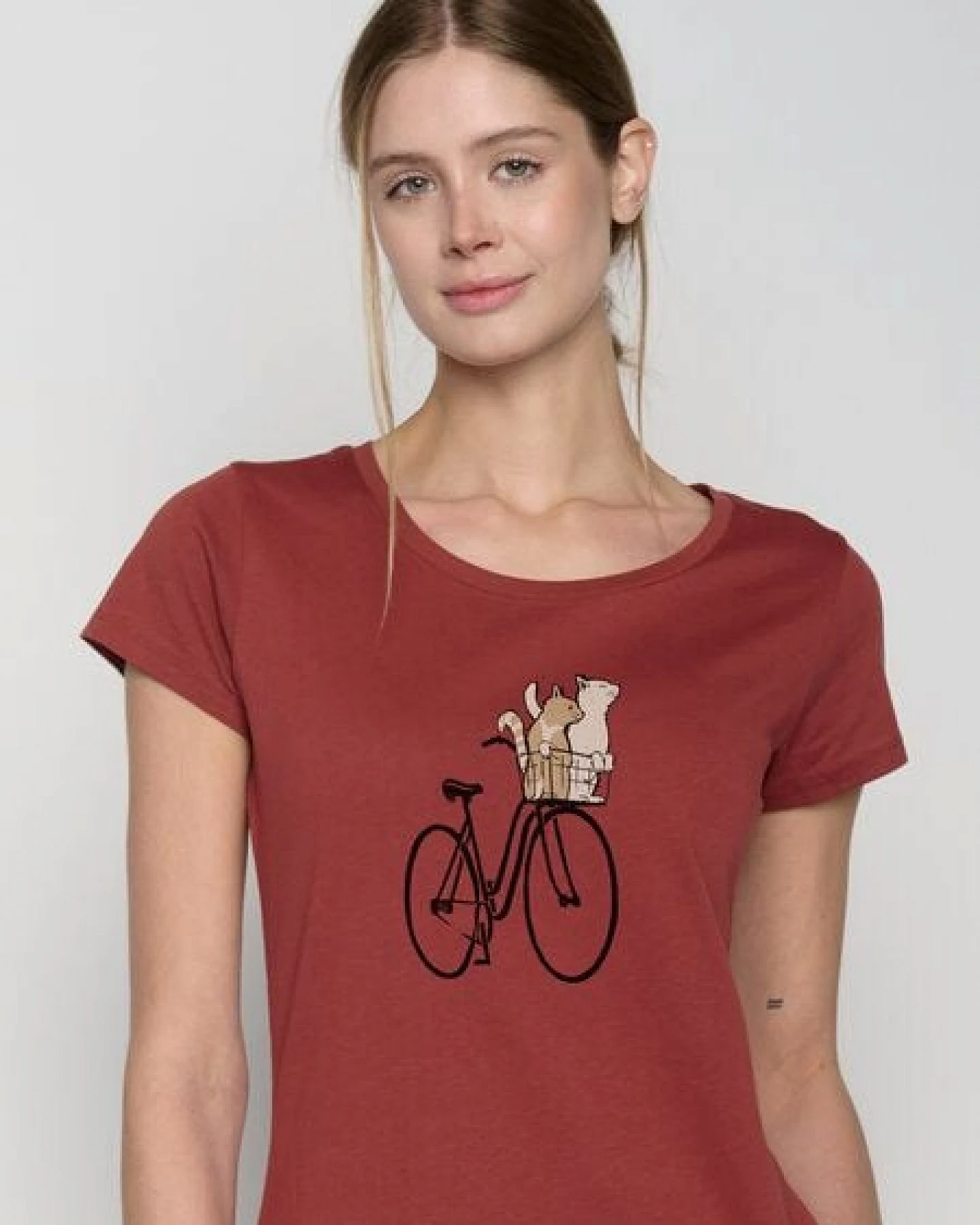 GREENBOMB Bike Cats Basket Loves - Lässiges T-Shirt aus Bio-Baumwolle / hochwertiger Print / GOTS / Fair & Vegan – Ansicht 4