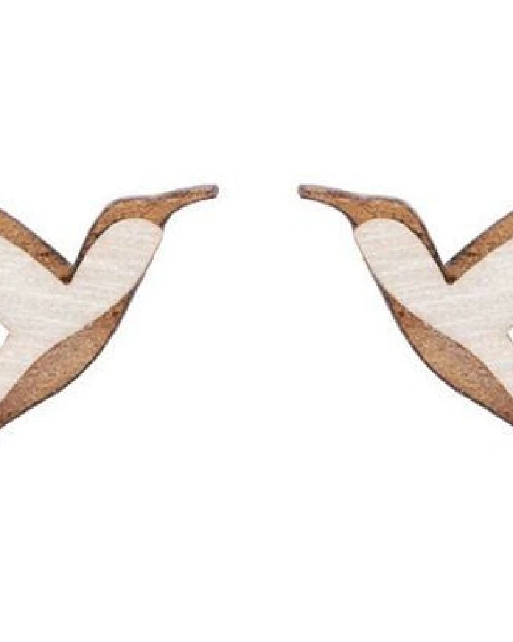 BeWooden Holzohrringe Natural Hummingbird – handgefertigte Holz-Ohrringe mit Kolibri-Motiv