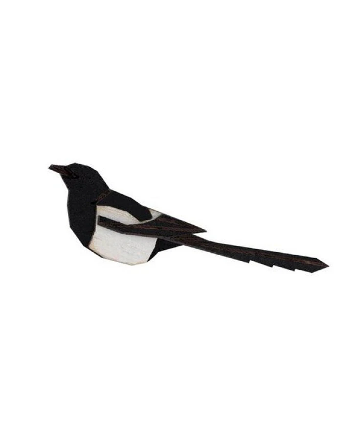 BeWooden Holzbrosche Magpie Brooch – handgefertigte Holz-Brosche mit Elstermotiv