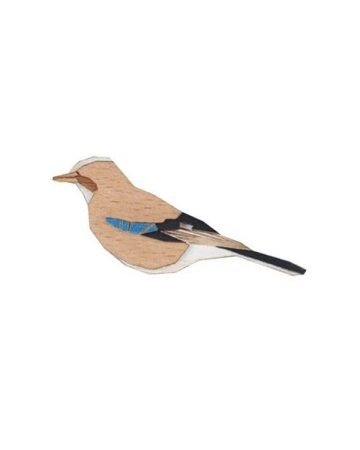 BeWooden Holzbrosche Jay Brooch – handgefertigte Brosche mit Vogelmotiv