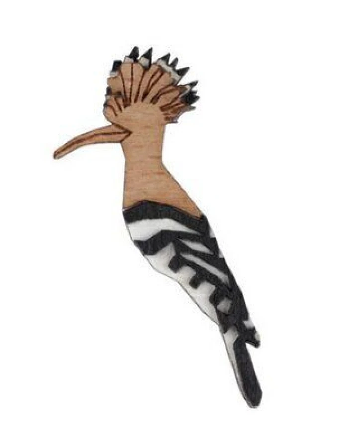 BeWooden Holzbrosche Hoopoe Brooch – handgefertigte Holz-Brosche mit Wiedehopf-Motiv