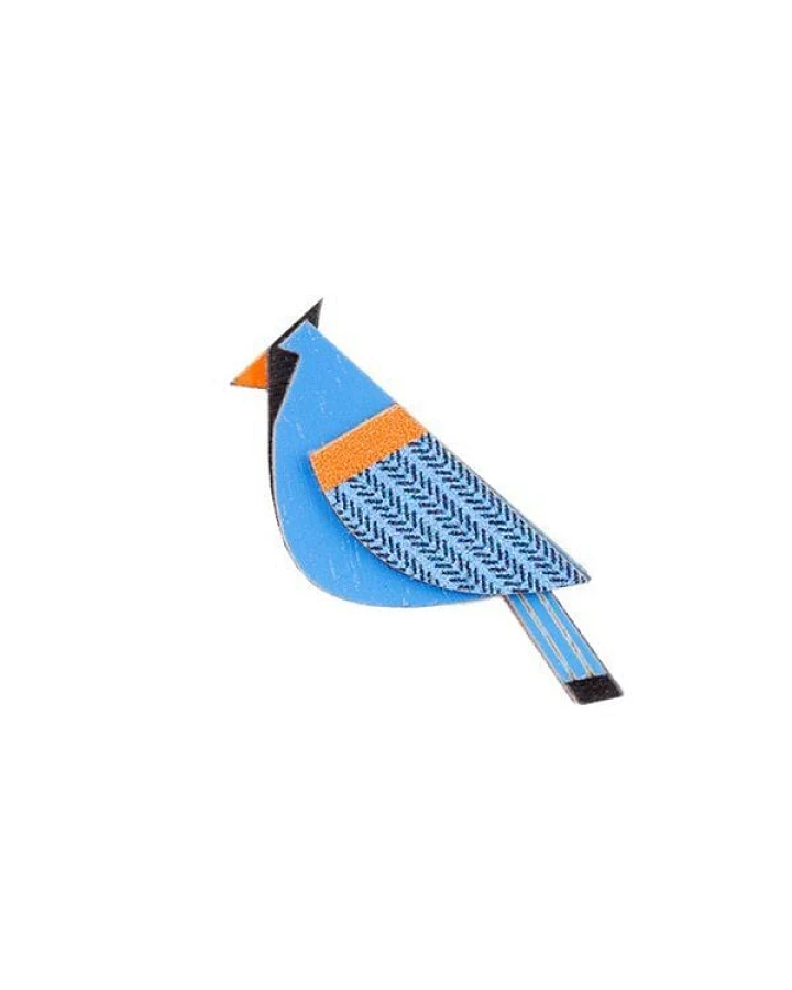 BeWooden Holzbrosche Blue Cutebird – handgefertigte Holz‑Brosche mit Vogelmotiv