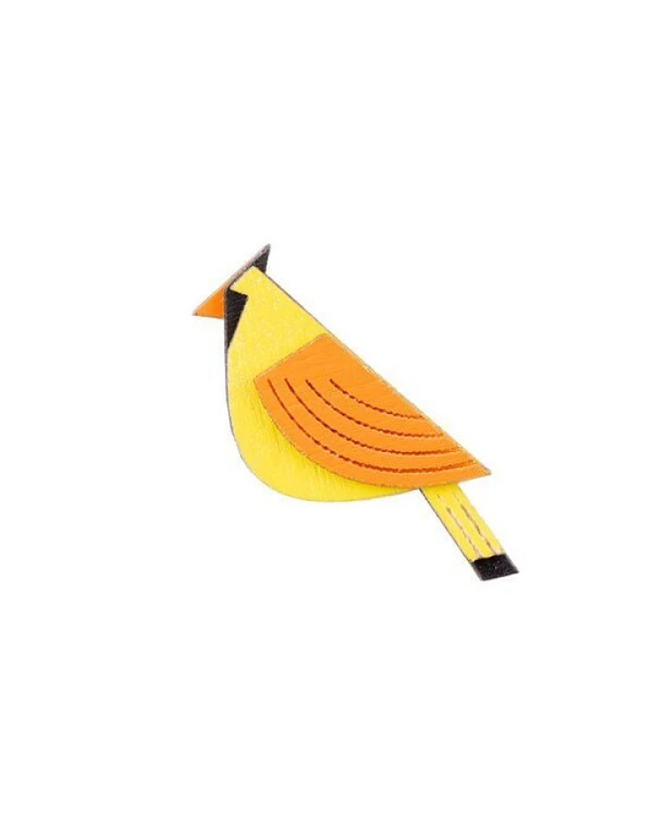 BeWooden Holzbrosche Sunny Cutebird – handgefertigte Holzbrosche mit sonnigem Vogelmotiv