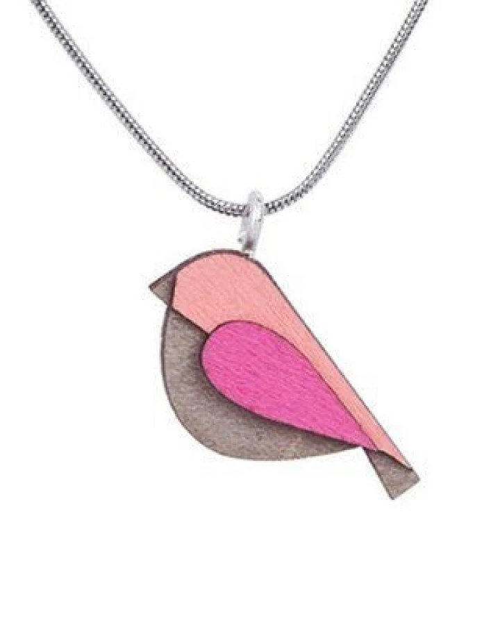 BeWooden Holzanhänger Pink Bird Pendant – handgefertigter Schmuck mit Vogelmotiv