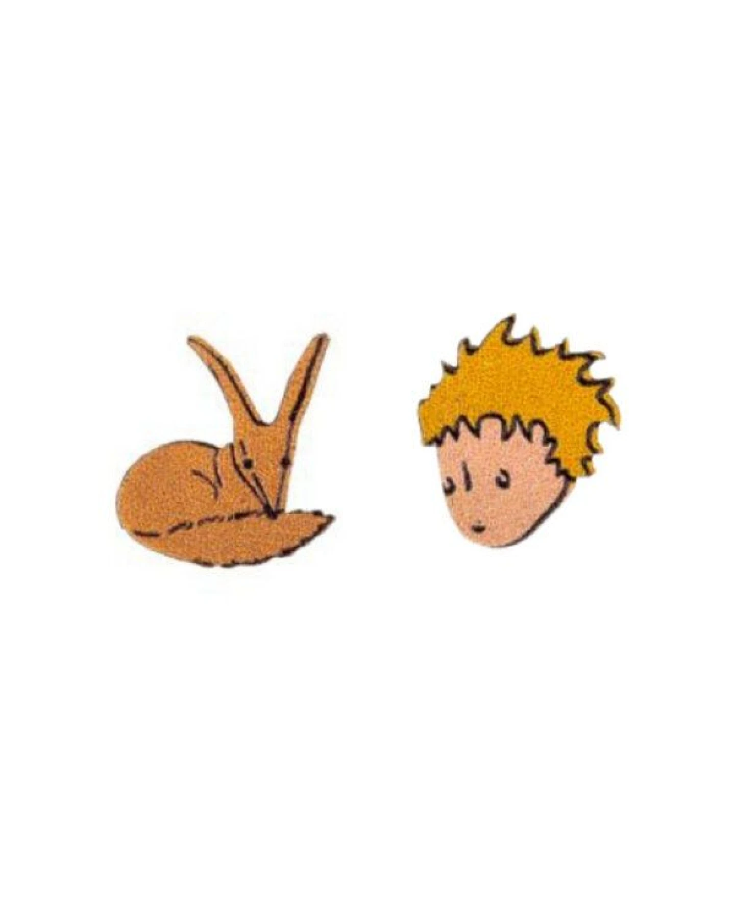BeWooden Holzohrstecker Der kleine Prinz und der Fuchs – handgefertigte Ohrringe aus Birkenholz – Ansicht 2