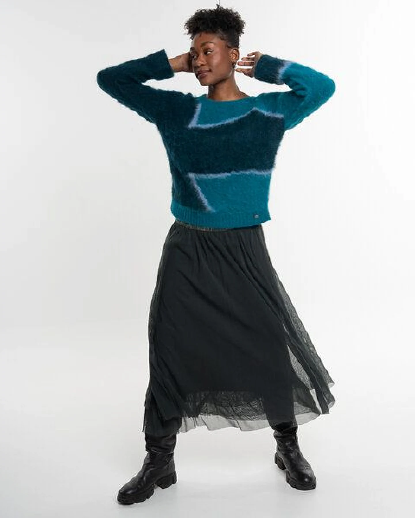 Alma & Lovis Color-Block Pullover aus gebrushtem Alpakastrick – Ansicht 2