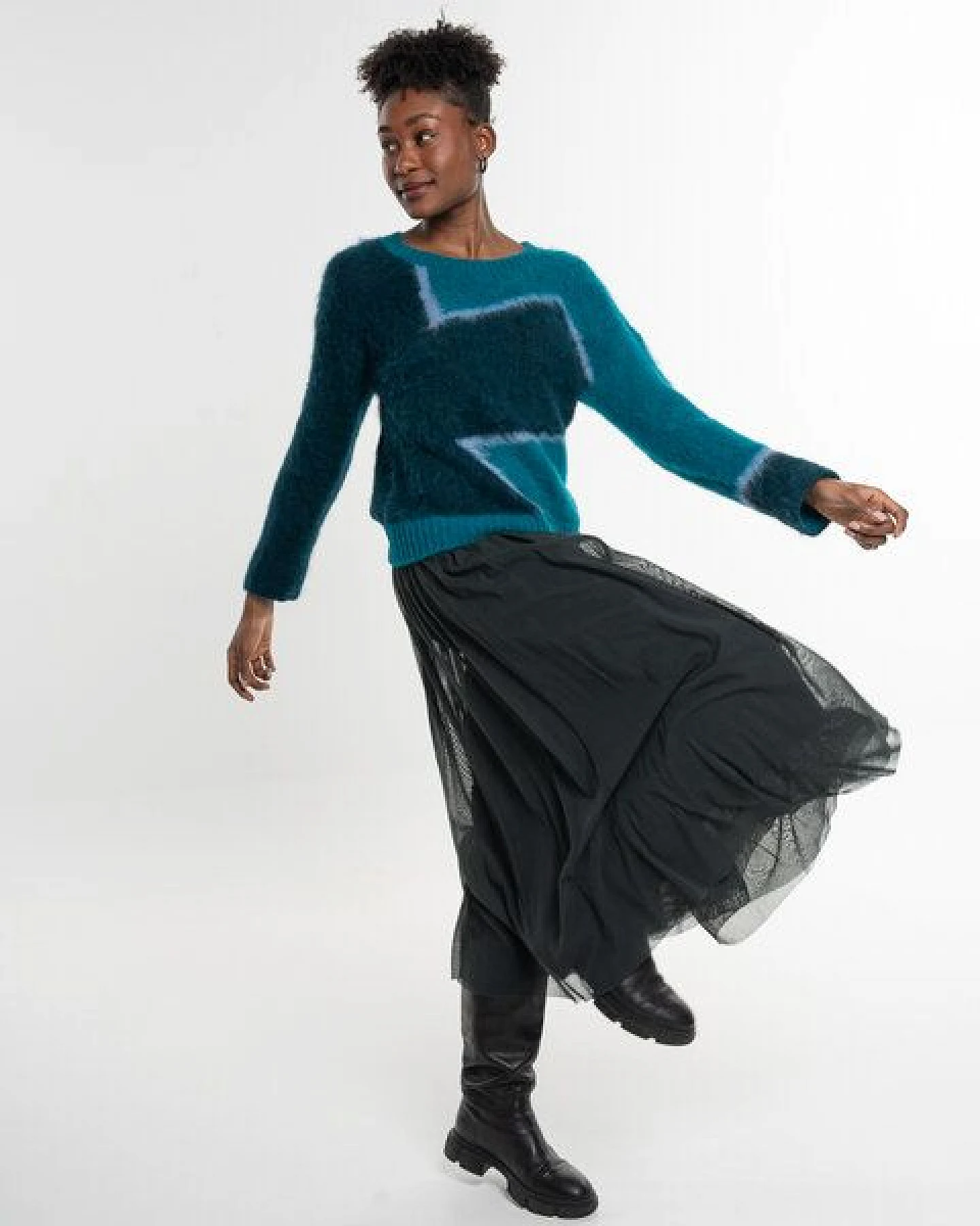 Alma & Lovis Color-Block Pullover aus gebrushtem Alpakastrick – Ansicht 3