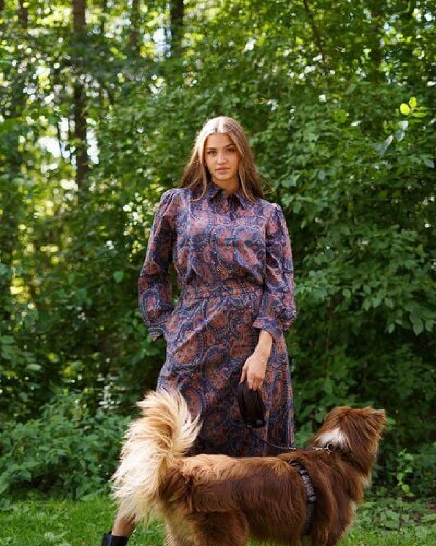 Haus of Namaste Paisley-Rock in Orange und Blau, 100 % Baumwolle, handbedruckt, nachhaltiger veganer Rock. – Ansicht 4