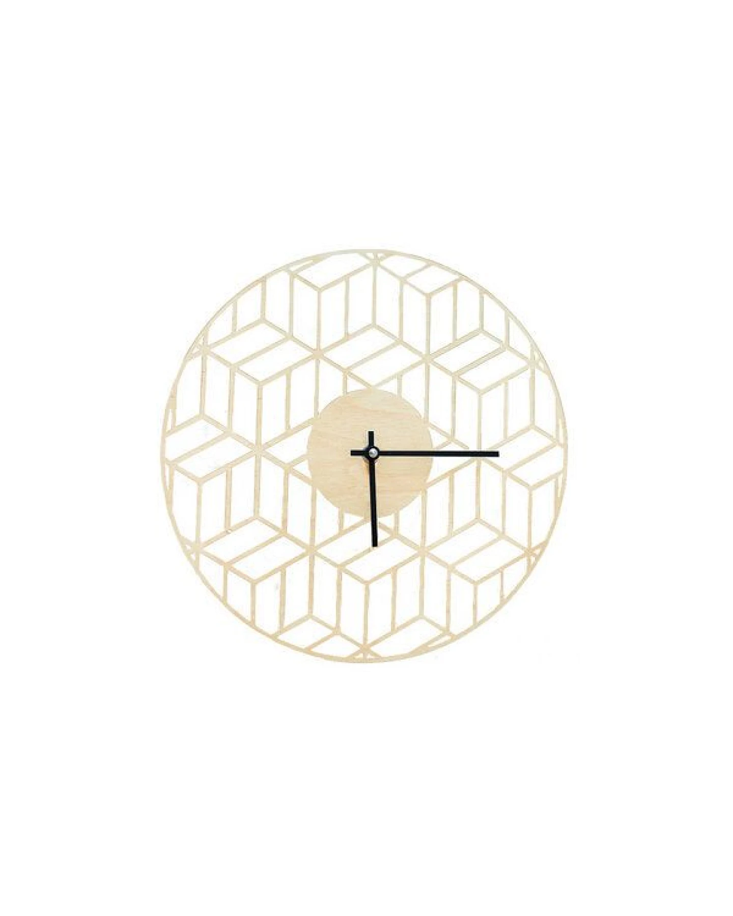 BeWooden Holzuhr Cube Clock – handgefertigte Wanduhr aus Birkenholz im Art-Deco Stil – Ansicht 2