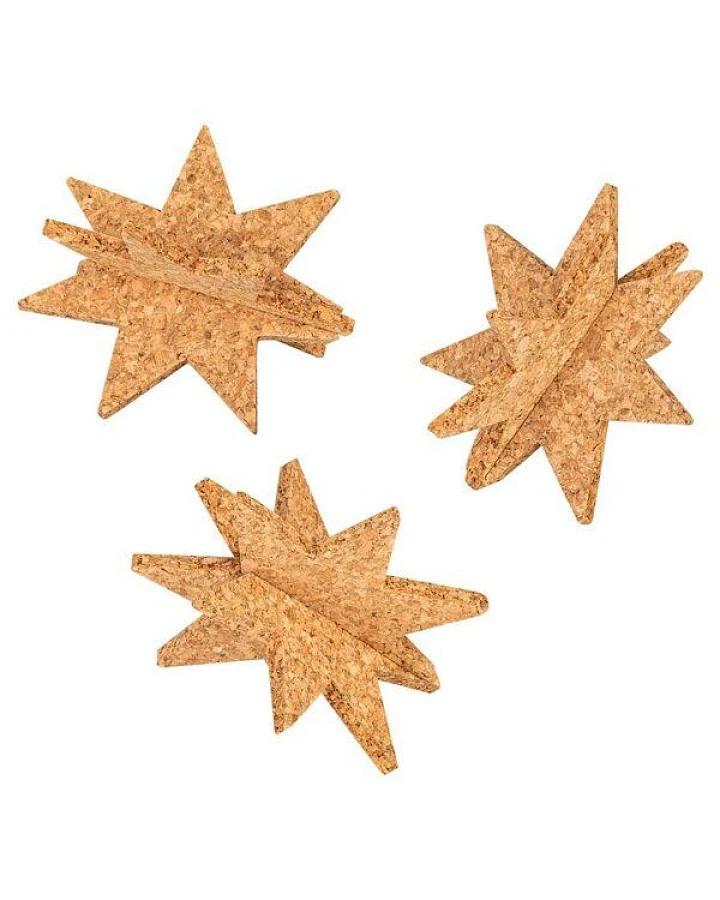 Kork-Deko 3 Korksterne – nachhaltige Weihnachtsdeko aus Naturkork zum Basteln & Dekorieren