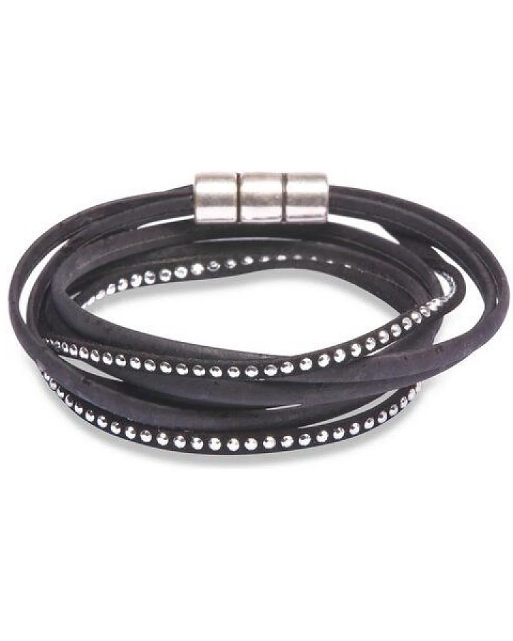 Kork-Deko Wickelarmband aus schwarzem Korkstoff – vegan, handgefertigt & verstellbar