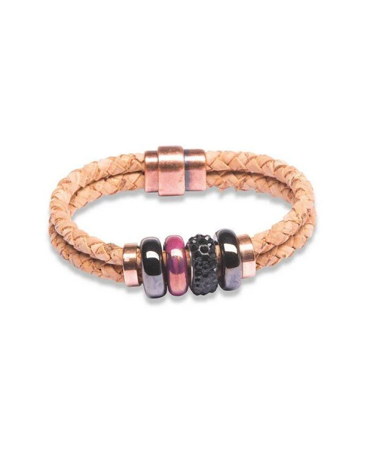 Kork-Deko Beige Korkarmband Damen – veganes, handgefertigtes Armband, verstellbar & elegant