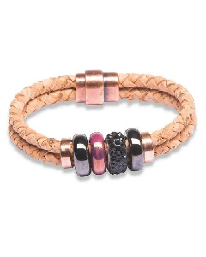 Kork-Deko Beige Korkarmband Damen – veganes, handgefertigtes Armband, verstellbar & elegant