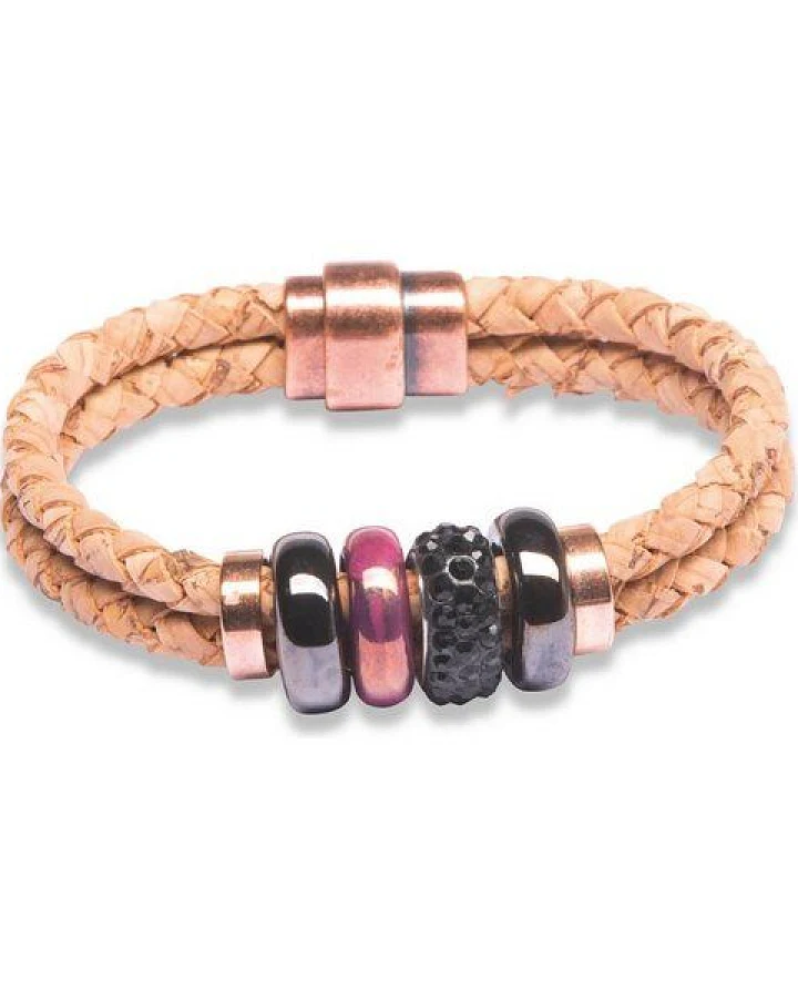 Kork-Deko Beige Korkarmband Damen – veganes, handgefertigtes Armband, verstellbar & elegant
