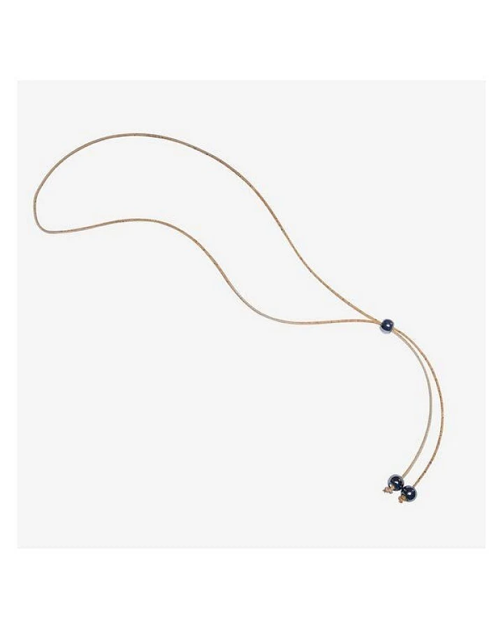 Kork-Deko Kork-Halskette mit blauen Perlen – vegan, handgefertigt & nachhaltig, 45 cm