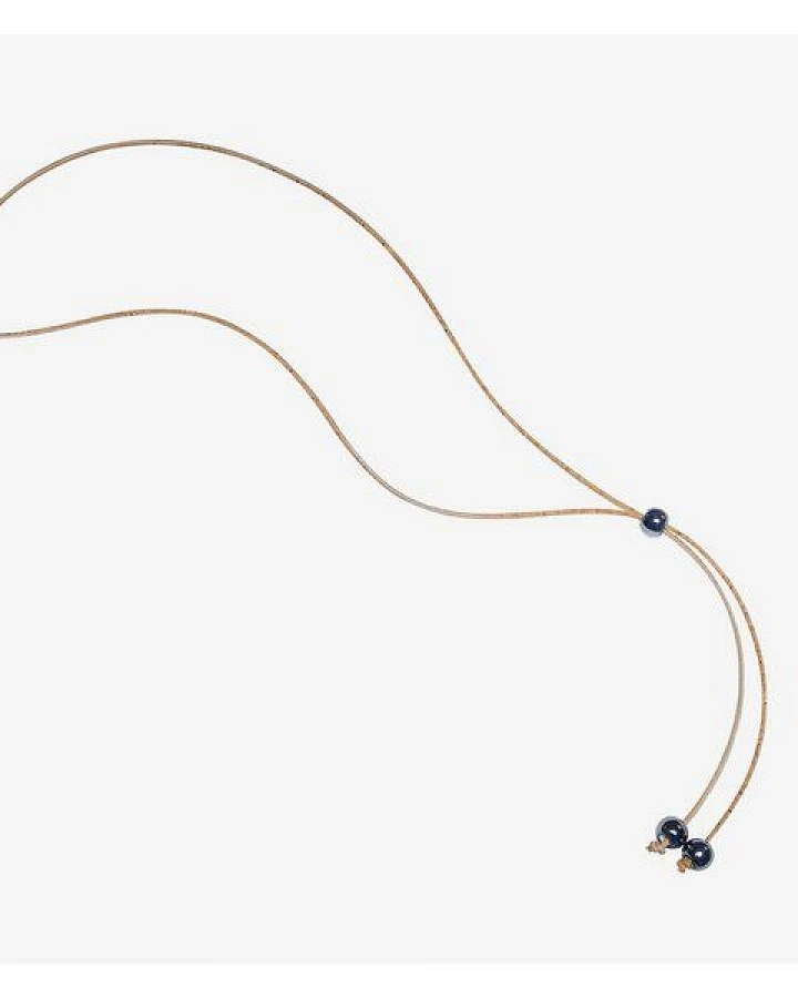 Kork-Deko Kork-Halskette mit blauen Perlen – vegan, handgefertigt & nachhaltig, 45 cm