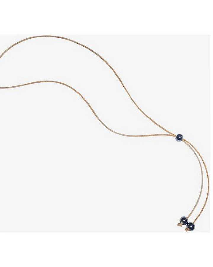 Kork-Deko Kork-Halskette mit blauen Perlen – vegan, handgefertigt, 45 cm