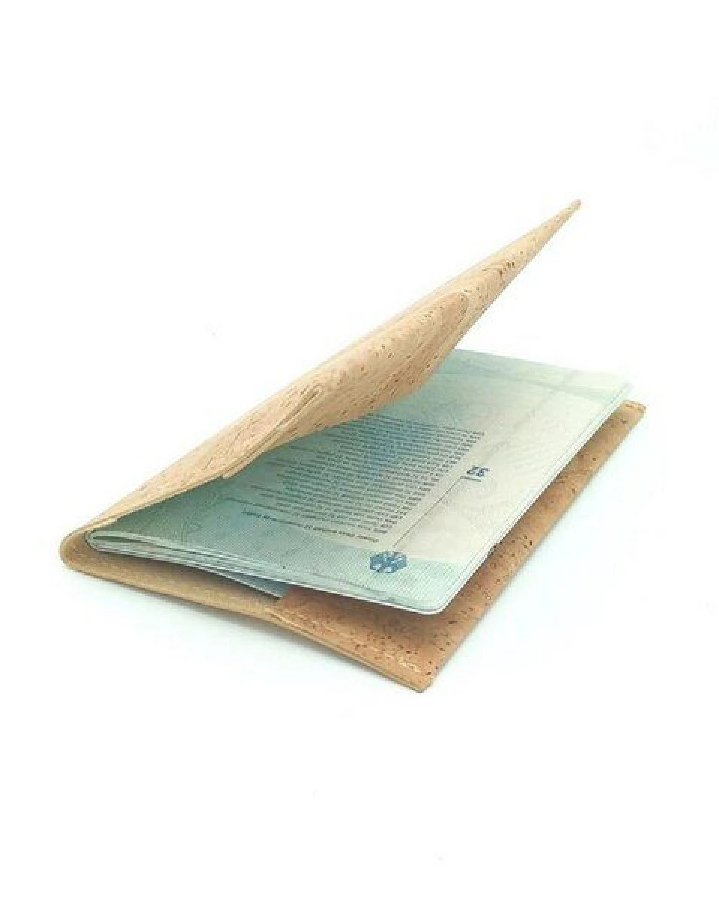 Kork-Deko Korkstoff Reisepass-Hülle Beige – 2 Kartenfächer, vegan & wasserabweisend – Ansicht 2