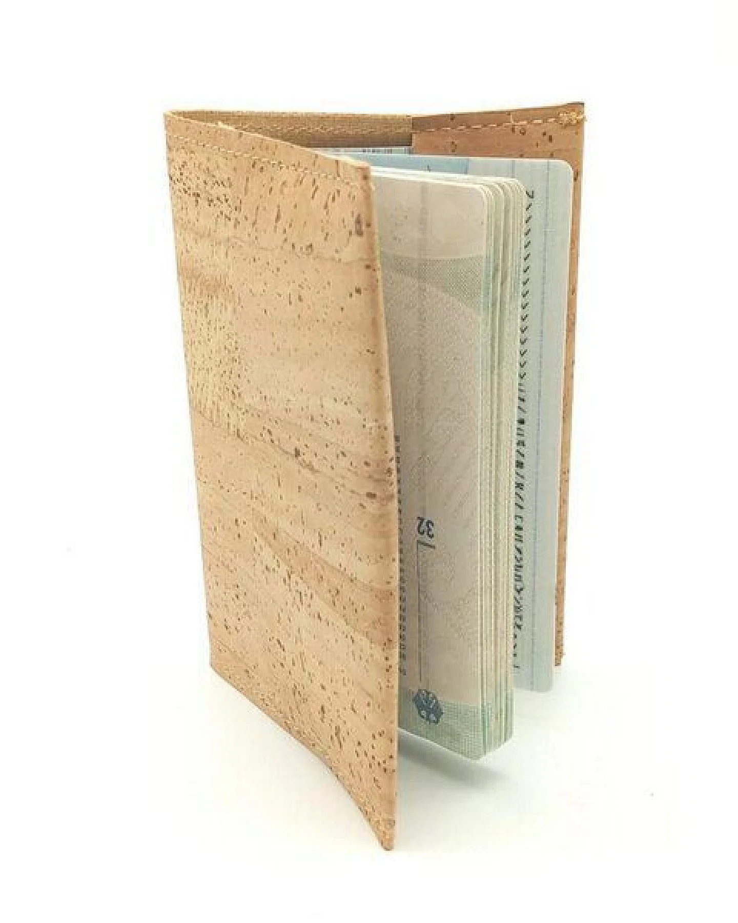 Kork-Deko Korkstoff Reisepass-Hülle Beige – 2 Kartenfächer, vegan & wasserabweisend – Ansicht 3