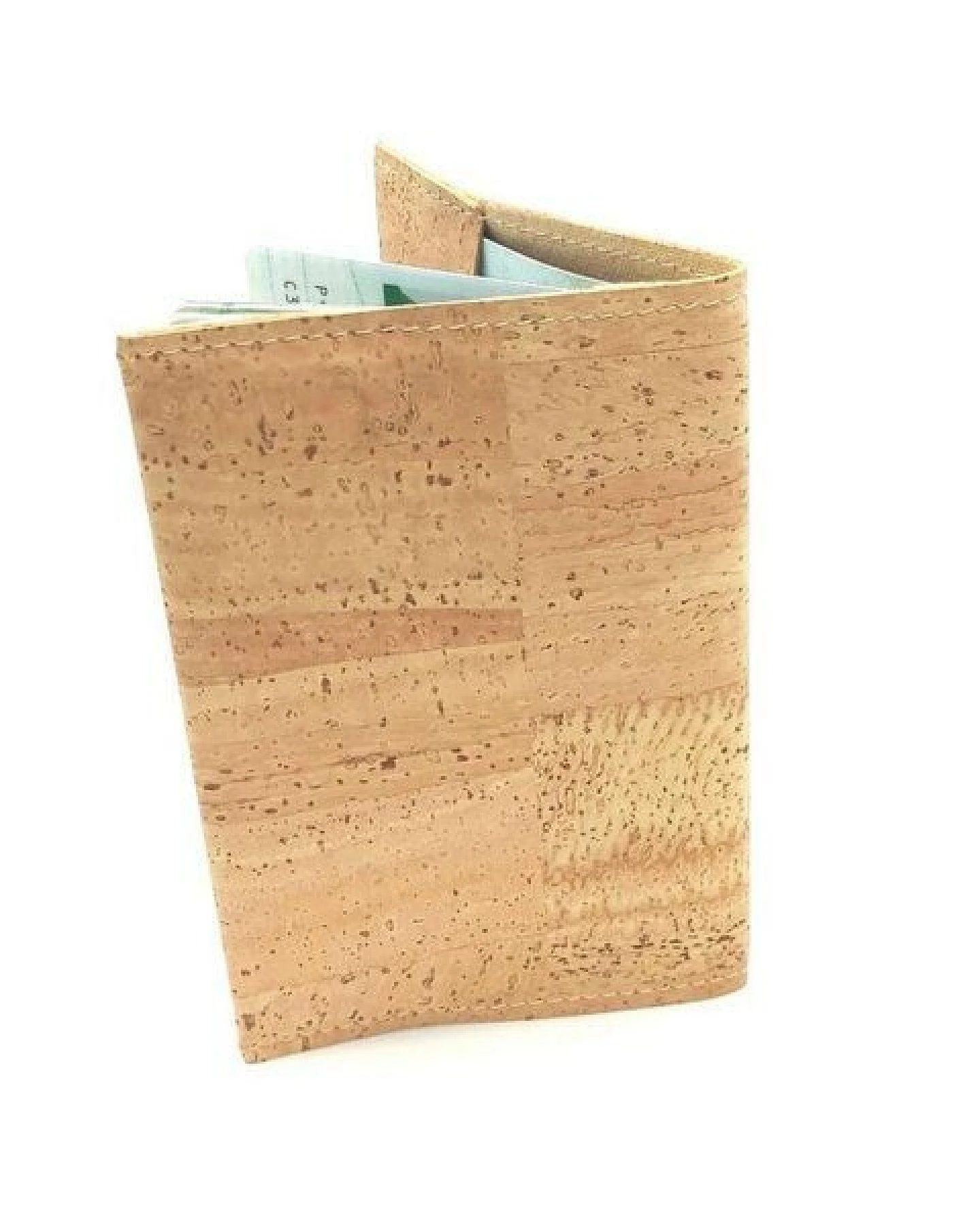 Kork-Deko Korkstoff Reisepass-Hülle Beige – 2 Kartenfächer, vegan & wasserabweisend – Ansicht 4