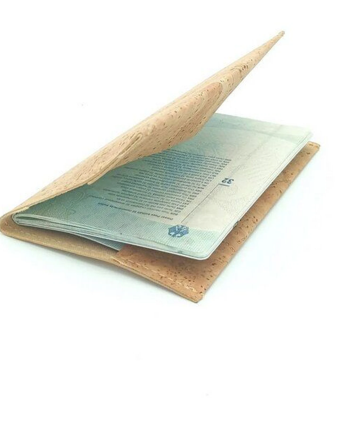Kork-Deko Korkstoff Reisepass-Hülle Beige – 2 Kartenfächer, vegan & wasserabweisend – Ansicht 3
