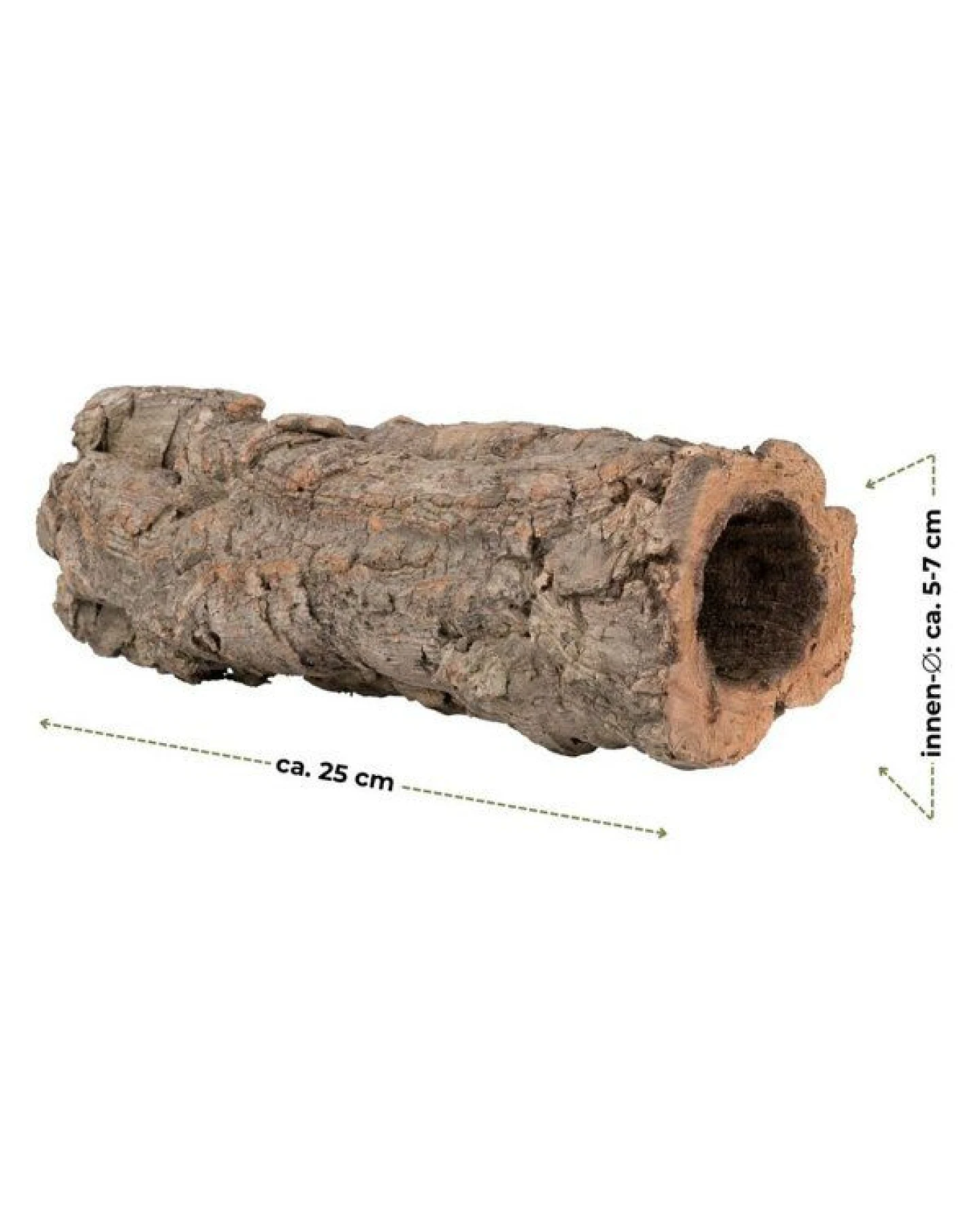 Kork-Deko Korkröhre 25 cm, schmal Ø 5-7 cm, Natur-Korkrinde, Terrarium Aquarium Deko, Versteck für Reptilien Nager, schädlingsfrei, unbehandelt – Ansicht 2