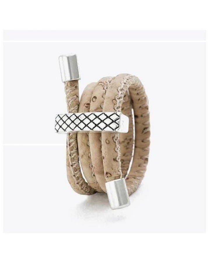 Kork-Deko Exklusiver Kork-Ring beige – mit stilvoller Applikation, vegan & handgefertigt