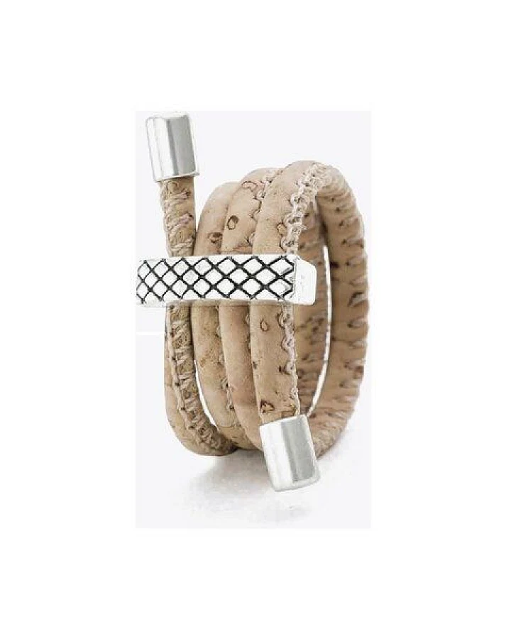 Kork-Deko Exklusiver Kork-Ring beige – mit stilvoller Applikation, vegan & handgefertigt