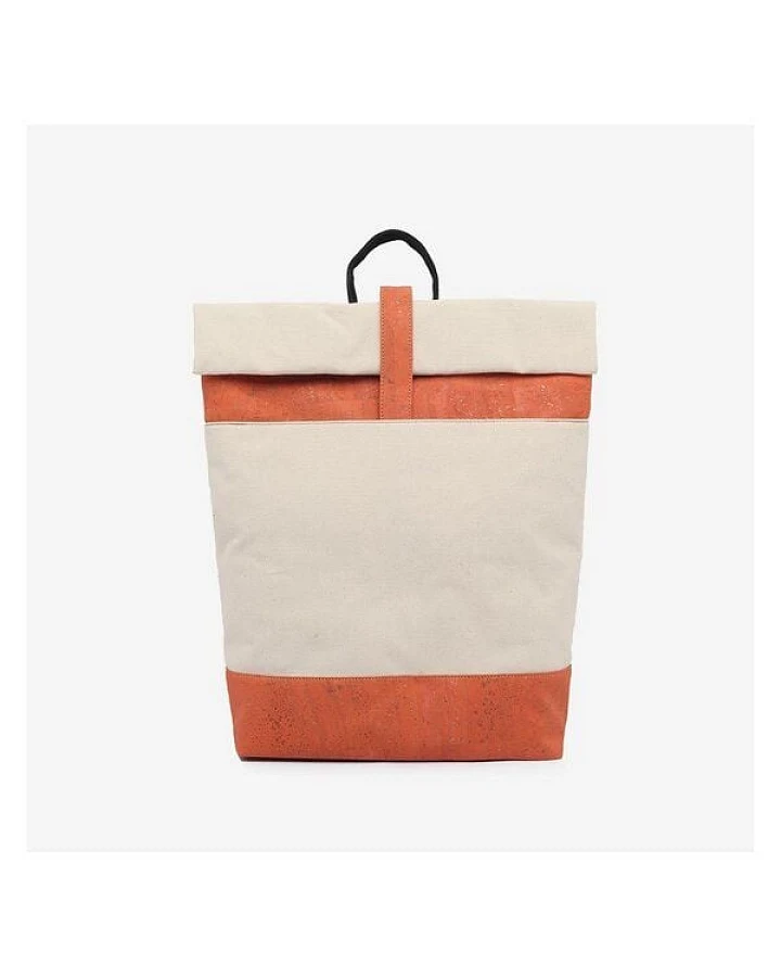Kork-Deko Weiß-rot Wickelrucksack aus Kork für Freizeit & Business – vegan & wasserabweisend
